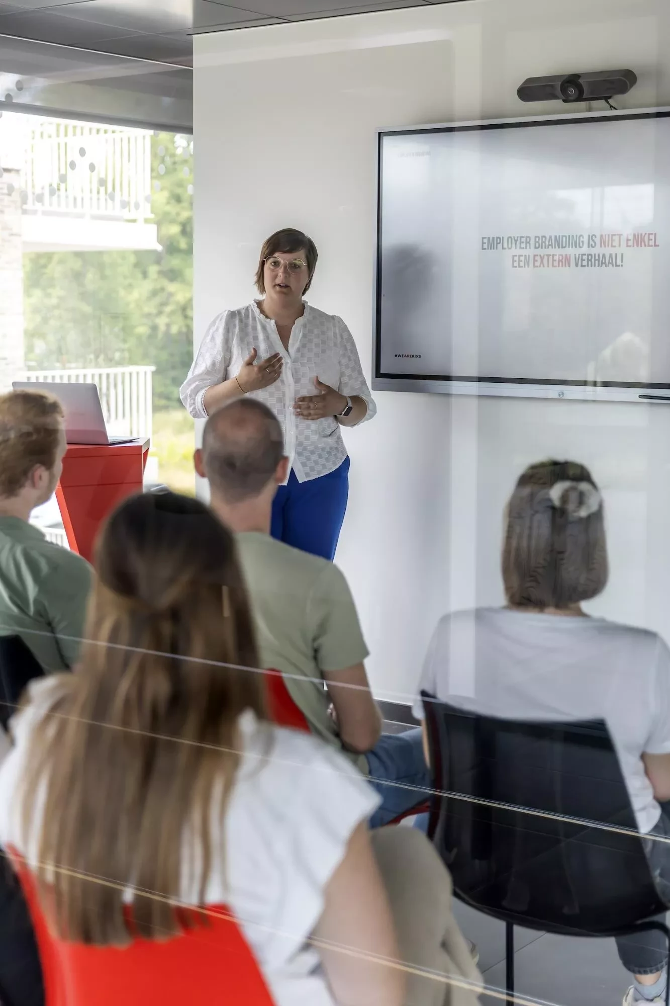 Febe tijdens een employer branding sessie