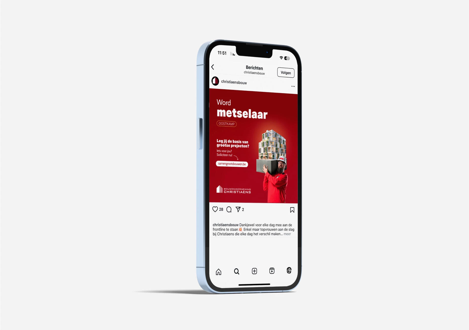 Christiaens Bouwonderneming mockup social visual