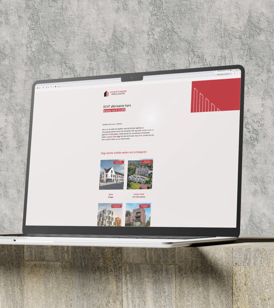 Mock up website van Christiaens Projects