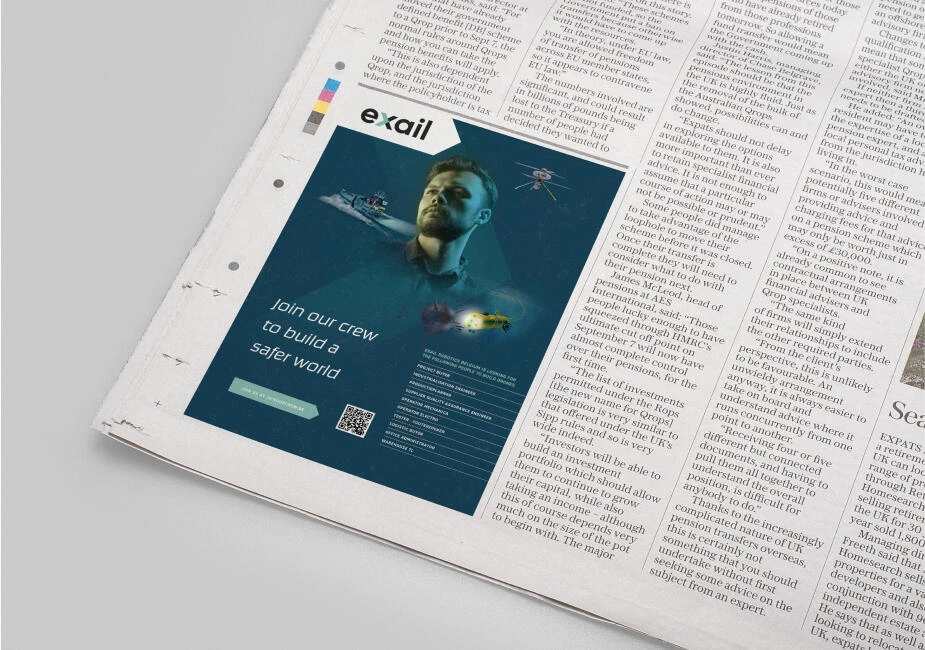 Job advertentie in krant Exail Robotics Belgium