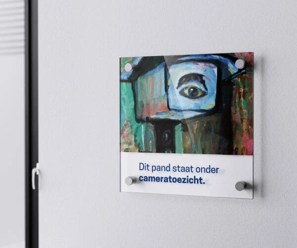 Foto plakkaat camera toezicht in Economisch Huis Oostende