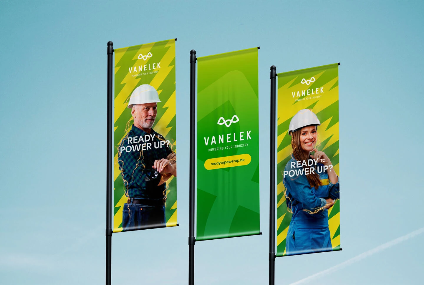 Vlaggen van Vanelek voor employer branding taject "Ready to power up?"
